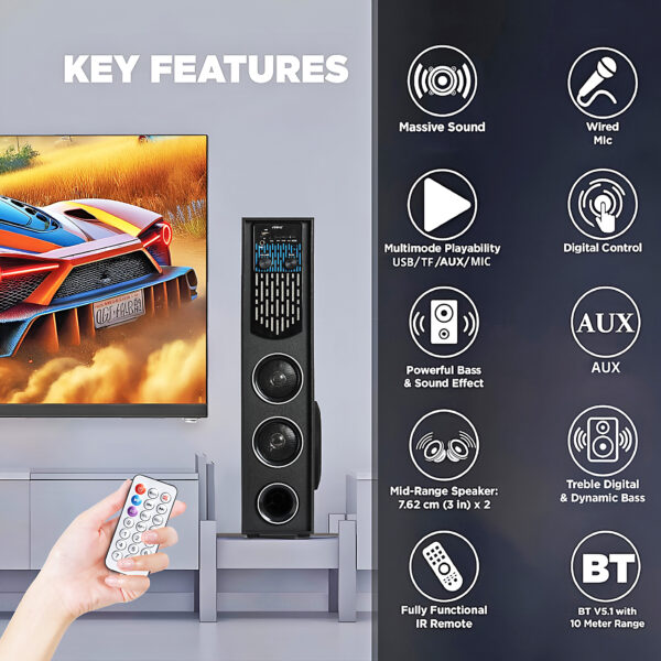 FINE Tower Multimedia 80 W Bluetooth Tower Speaker