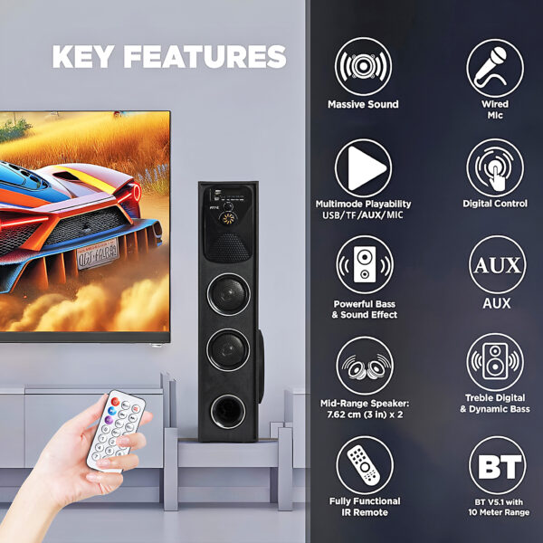 FINE Shooter Tower Multimedia Speaker with Bluetooth, USB, FM AUX 80 W Speaker 80 W Bluetooth Tower Speaker