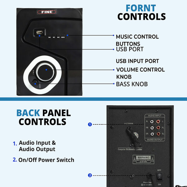 FINE 1402_4.1 Multimedia Home Theatre System with FM/AUX/USB Support & RemoteControl 60 W Bluetooth Home Theatre