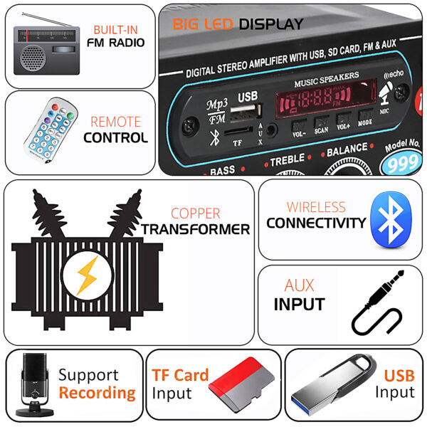 FINE 111 IPL AMPLIFIER Multimedia Player with Bluetooth,Aux,FM Radio 150 W AV Power Amplifier