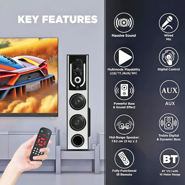FINE Stra 3 DJ Multimedia Tower Party Speaker 48 W Bluetooth Tower Speaker
