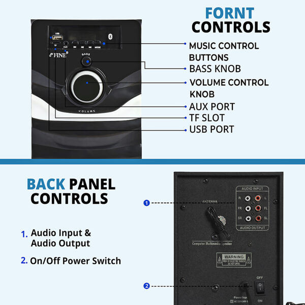 FINE 1403_4.1 Multimedia Home Theatre System with FM/AUX/USB Support & RemoteControl 60 W Bluetooth Home Theatre