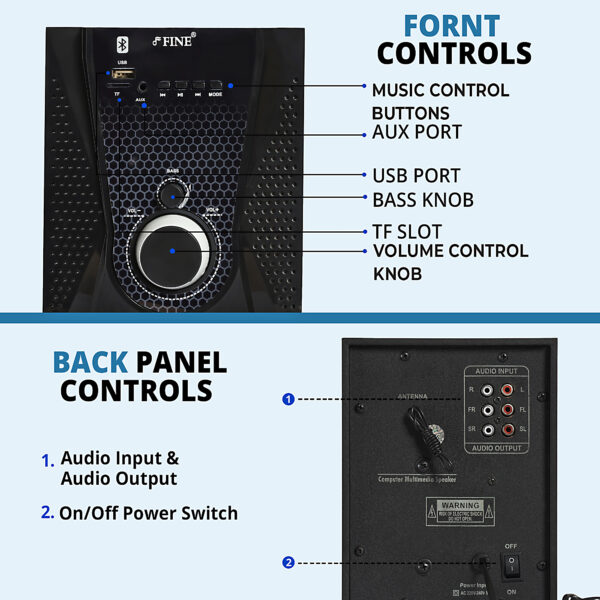 FINE 1404_4.1 Multimedia Home Theatre System with FM/AUX/USB Support & RemoteControl 60 W Bluetooth Home Theatre