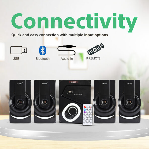 FINE 1402_4.1 Multimedia Home Theatre System with FM/AUX/USB Support & RemoteControl 60 W Bluetooth Home Theatre