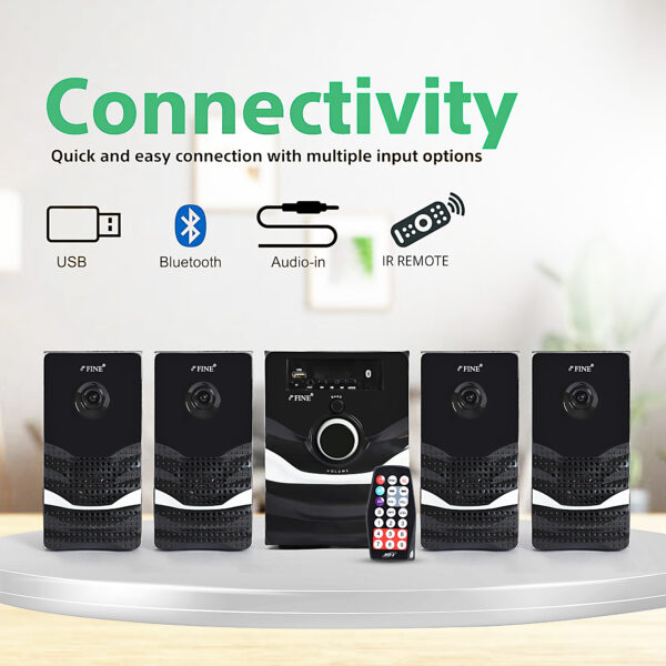 FINE 1403_4.1 Multimedia Home Theatre System with FM/AUX/USB Support & RemoteControl 60 W Bluetooth Home Theatre