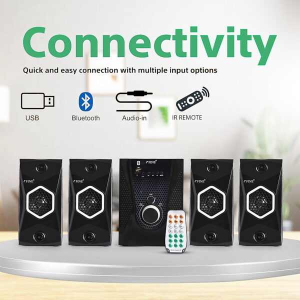 FINE 1404_4.1 Multimedia Home Theatre System with FM/AUX/USB Support & RemoteControl 60 W Bluetooth Home Theatre