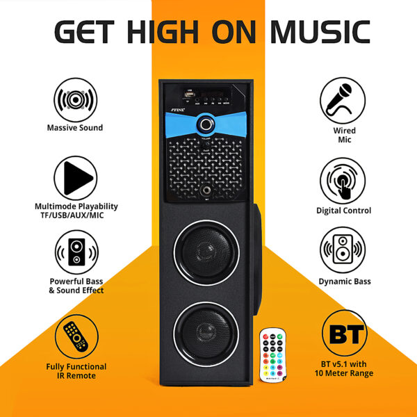 FINE Gama Multimedia Tower Party Speaker With Usb, Fm, Bluetooth 46 W Bluetooth Tower Speaker