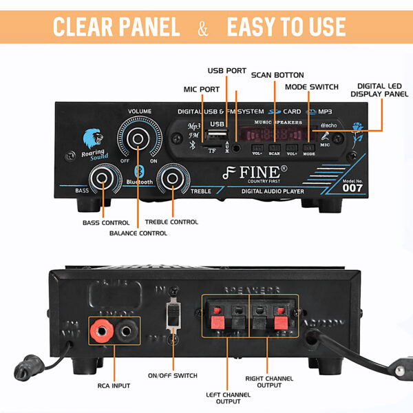FINE IPL AMPLIFIER Multimedia Player with Bluetooth,USB,SD Card,Aux,FM Radio(Silver) 180 W AV Power Amplifier