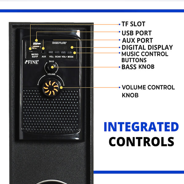 FINE DJ Multimedia Speaker with Bluetooth, USB, FM AUX 80 W Speaker 80 W Bluetooth Tower Speaker
