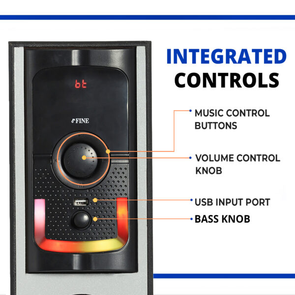 FINE Stra 1 DJ Multimedia Tower Speaker System: Home Theater 48 W Bluetooth Tower Speaker