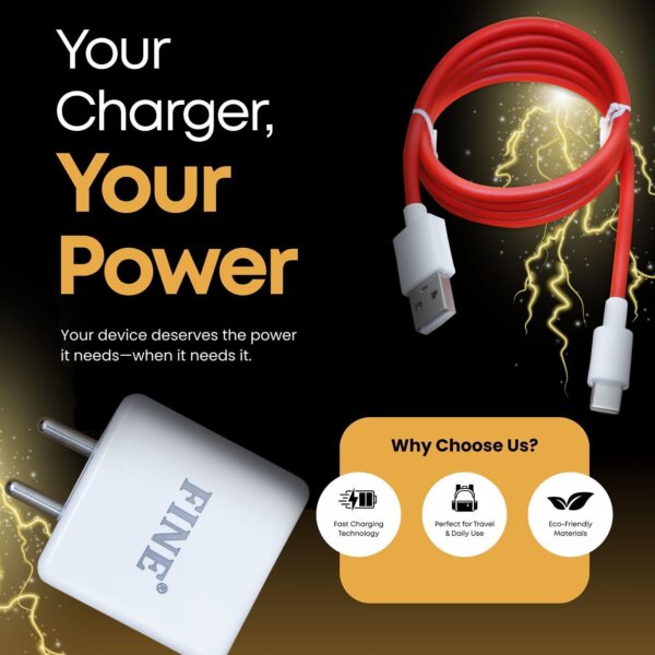 FINE 85 W Supercharge 2 A Wall Charger for Mobile with Detachable Cable