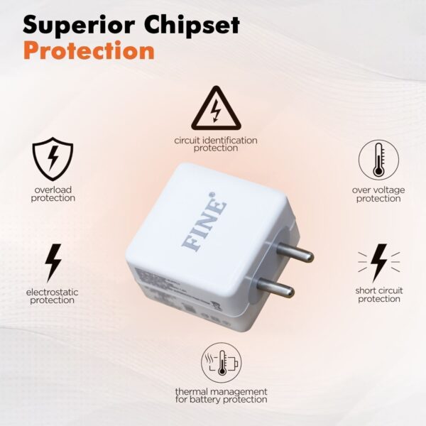FINE 85 W Supercharge 2 A Wall Charger for Mobile with Detachable Cable