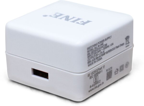FINE 85 W Supercharge 2 A Wall Charger for Mobile with Detachable Cable