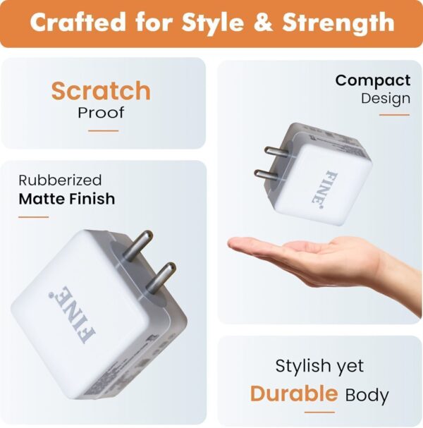 FINE 85 W Supercharge 2 A Wall Charger for Mobile with Detachable Cable