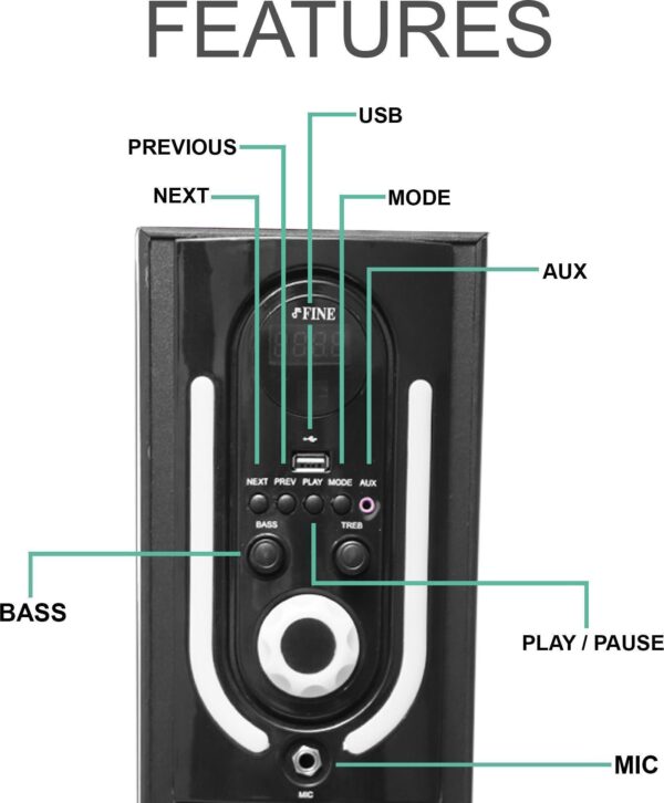 FINE Stra 3 DJ Multimedia Tower Party Speaker 48 W Bluetooth Tower Speaker
