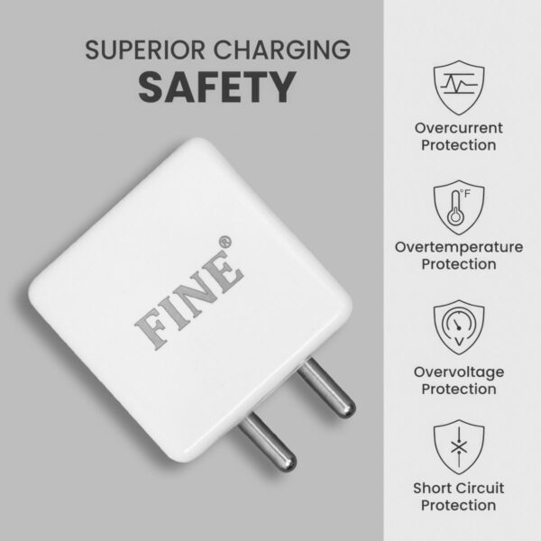 FINE 85 W Supercharge 2 A Wall Charger for Mobile with Detachable Cable